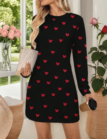 Rochie scurta Emery Rose, negru/rosu
