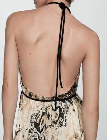 Rochie medie Mango, crem/negru