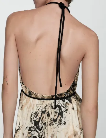 Rochie medie Mango, crem/negru