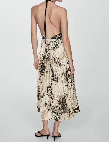 Rochie medie Mango, crem/negru