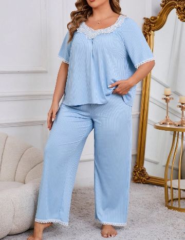 Pijama SHEIN CURVE, bleu