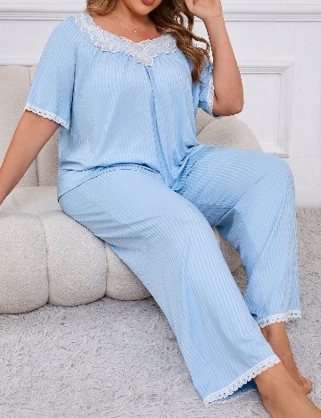 Pijama SHEIN CURVE, bleu