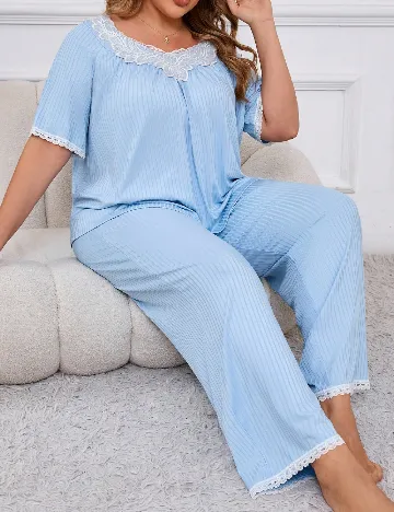 Pijama SHEIN CURVE, bleu
