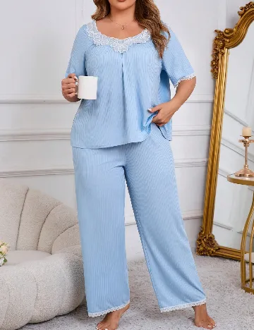 Pijama SHEIN CURVE, bleu