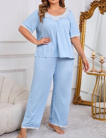 Pijama SHEIN CURVE, bleu