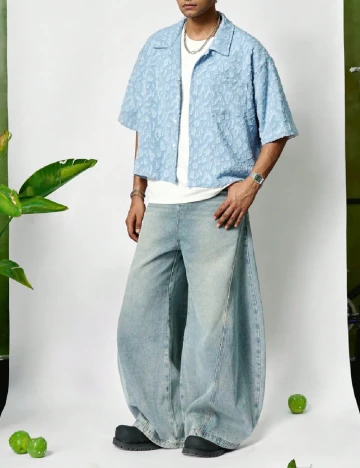Camasa Oversize SHEIN, albastru