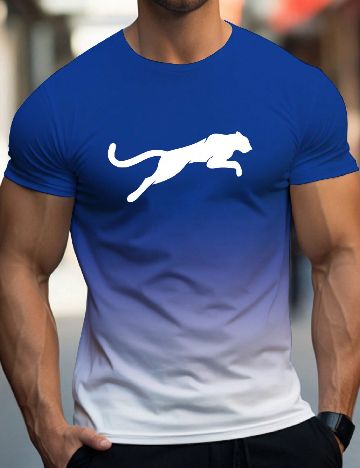 Tricou SHEIN, albastru/alb
