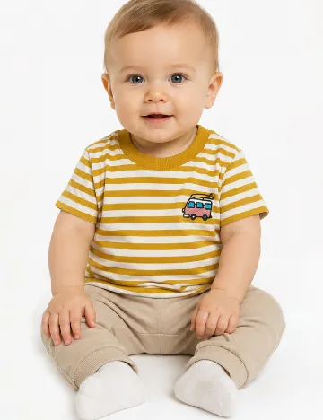 Tricou Zara, alb/galben