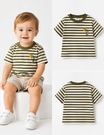 Tricou Zara, alb/verde