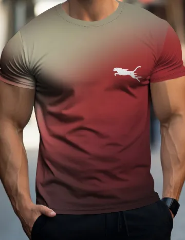 Tricou SHEIN, rosu/verde