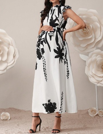 Rochie scurta SHEIN Maternity, alb/negru
