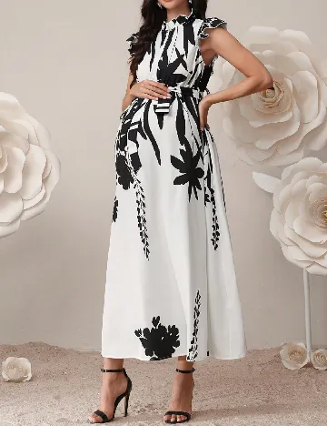 Rochie scurta SHEIN Maternity, alb/negru