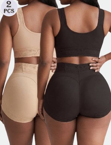 Set chiloti modelatori 2 perechi SHEIN, negru/crem