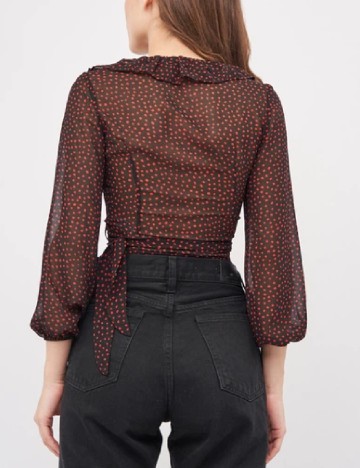 Top Bershka, negru/rosu