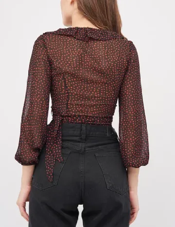 Top Bershka, negru/rosu