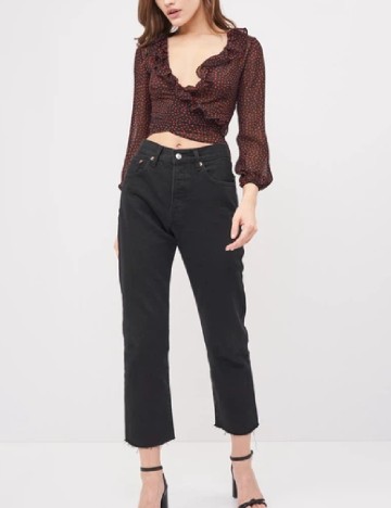 Top Bershka, negru/rosu
