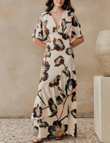 Rochie lunga Anewsta, mix culori