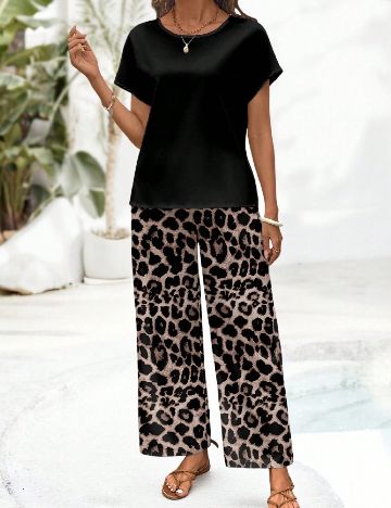 Compleu Emery Rose, negru/animal print