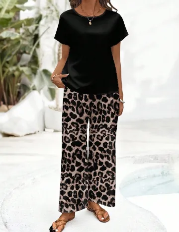 Compleu Emery Rose, negru/animal print