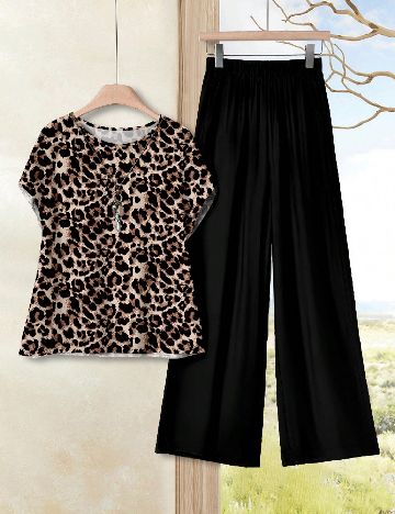 Compleu Emery Rose, negru/animal print
