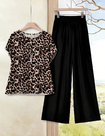 Compleu Emery Rose, negru/animal print