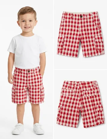 Pantaloni scurti Zara, rosu/alb