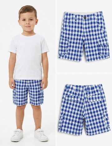 Pantaloni scurti Zara, albastru/alb