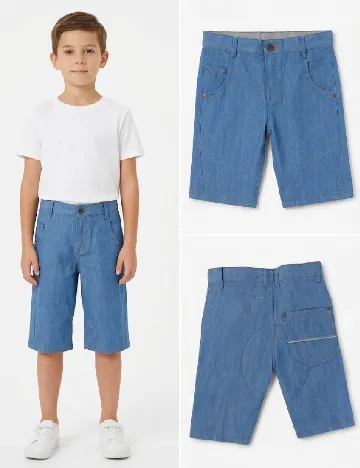 Pantaloni trei sferturi Zara, albastru