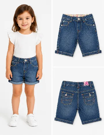 Pantaloni trei sferturi Zara, albastru