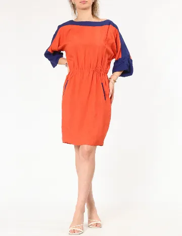 Rochie scurta Zara, portocaliu/albastru