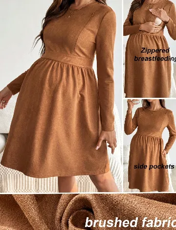 Rochie scurta SHEIN Maternity, maro