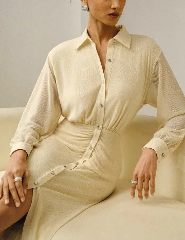 Rochie lunga Zeylah, crem