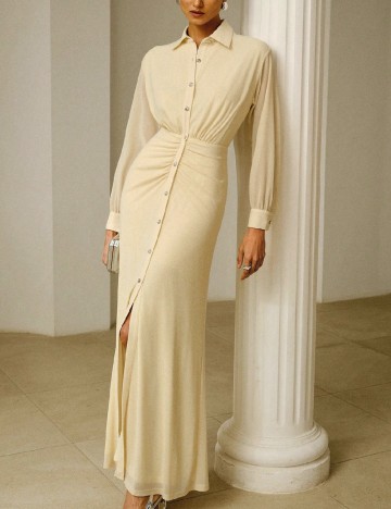 Rochie lunga Zeylah, crem