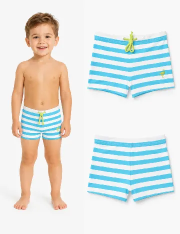 Slip de baie Zara, alb/albastru