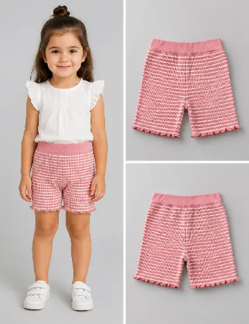 Pantaloni scurti Zara, roz/alb