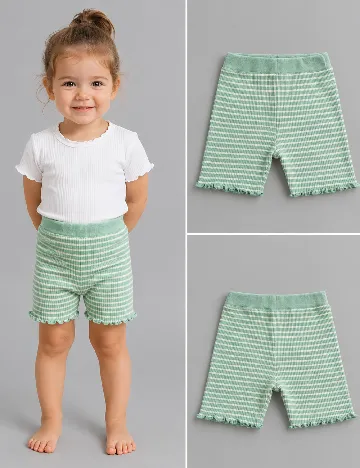 Pantaloni scurti Zara, verde/alb