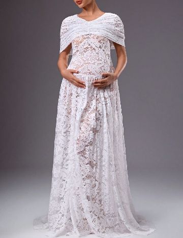 Rochie lunga SHEIN Maternity, alb