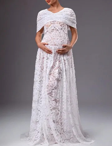 Rochie lunga SHEIN Maternity, alb