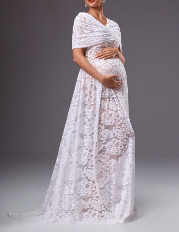 Rochie lunga SHEIN Maternity, alb
