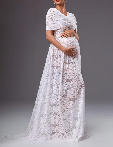 Rochie lunga SHEIN Maternity, alb