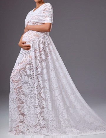 Rochie lunga SHEIN Maternity, alb