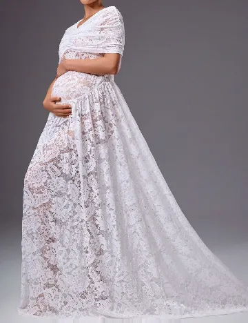 Rochie lunga SHEIN Maternity, alb