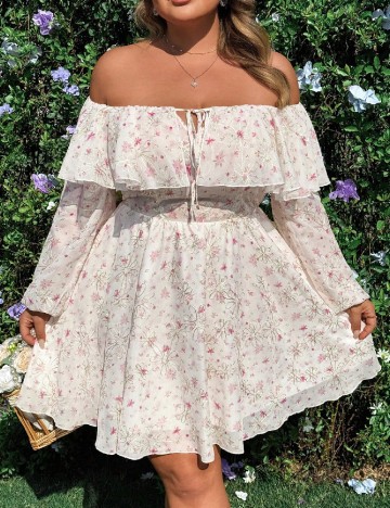 Rochie scurta SHEIN CURVE, floral print
