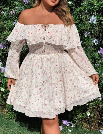 Rochie scurta SHEIN CURVE, floral print