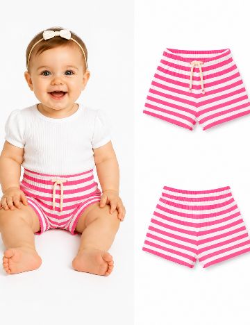 Pantaloni scurti Zara, roz/alb