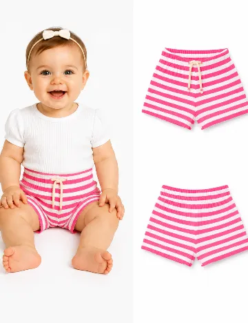 Pantaloni scurti Zara, roz/alb