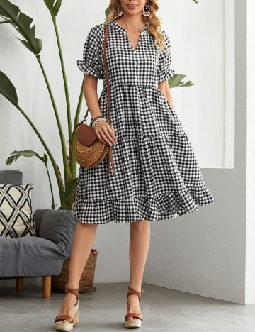 Rochie scurta Emery Rose, negru/alb