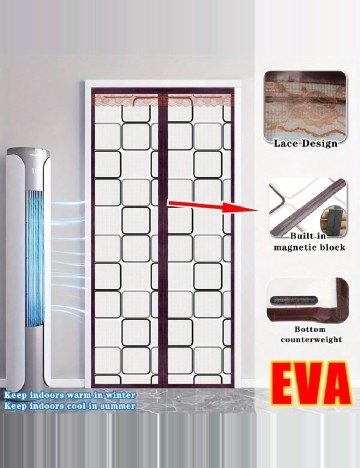 Perdea cu inchidere magnetica, 90 x 120 cm SHEIN, transparent/gri