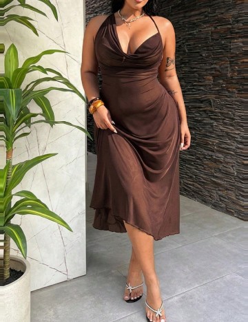 Rochie de plaja SHEIN CURVE, maro