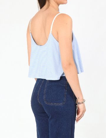 Top Zara, alb/albastru
